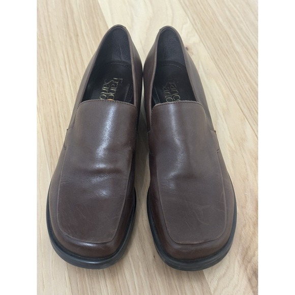 Franco Sarto Bocca Block Heel Loafers In Brown Size 8.5M - Picture 3 of 9